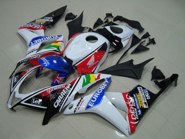 Carenagens Moto Honda CBR600RR 2007-2008 - Branco Vermelho Azul Preto Brilhante EuroBet