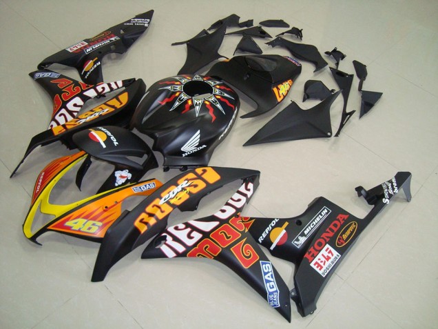 Carenagens Moto Honda CBR600RR 2007-2008 - Preto Fosco Laranja Amarelo Rossi 46