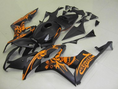 Carenagens Moto Honda CBR600RR 2007-2008 - Preto Fosco Laranja Crânio