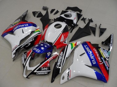 Carenagens Moto Honda CBR600RR 2009-2012 - Branco Vermelho Azul Preto Brilhante EuroBet Lee Estrela