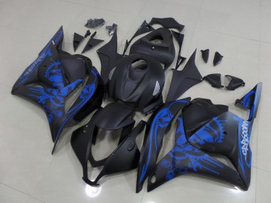 Carenagens Moto Honda CBR600RR 2009-2012 - Preto Fosco Azul Crânio