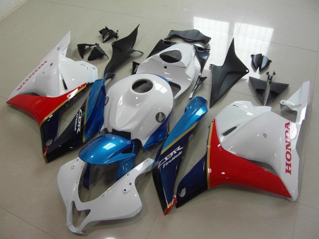 Carenagem Moto Honda CBR600RR 2009-2012 - Branco Azul Vermelho Preto Brilhante