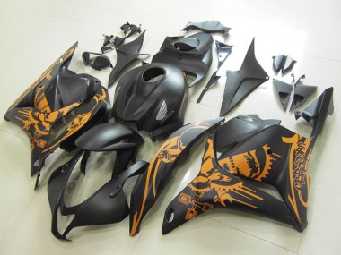 Carenagens Moto Honda CBR600RR 2009-2012 - Preto Fosco Laranja Crânio