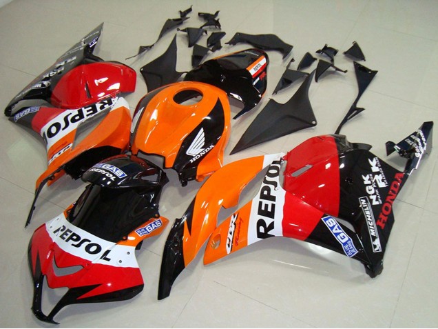 Carenagem Moto Honda CBR600RR 2009-2012 - Laranja Branco Vermelho Preto Brilhante Repsol