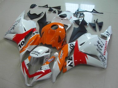 Kit Carenagens Moto Honda CBR600RR 2009-2012 - Laranja Branco Vermelho Preto Brilhante Repsol