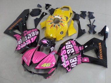Carenagens Moto Honda CBR600RR 2013-2026 - Amarelo Rosa Preto Brilhante Rossi 46