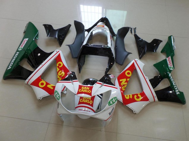 Carenagens Moto Honda CBR900RR 929 2000-2001 - Branco Vermelho Verde Preto Brilhante San Carlo