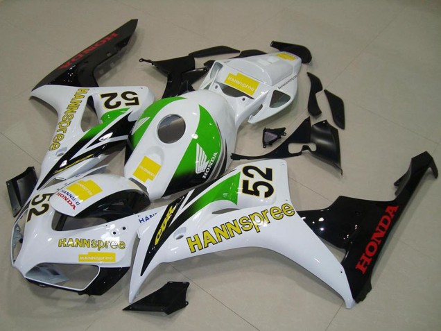Carenagens Moto Honda CBR1000RR 2006-2007 - Branco Verde Amarelo Preto Brilhante Hannspree 52