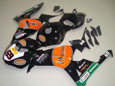 Carenagens Moto Honda CBR1000RR 2006-2007 - Preto Brilhante Laranja Verde Hm Plant Corrida 69