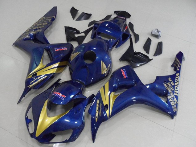 Carenagens Moto Honda CBR1000RR 2006-2007 - Azul Escuro Ouro Listra