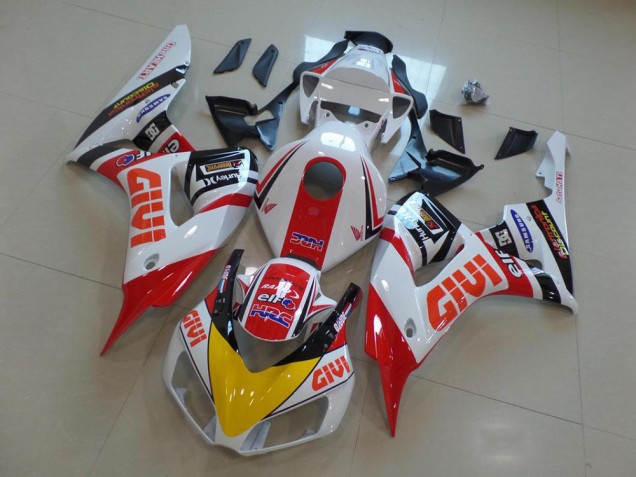 Carenagens Moto Honda CBR1000RR 2006-2007 - Branco Vermelho Amarelo Preto Brilhante Givi HRC