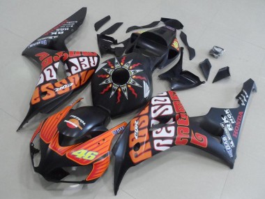 Carenagens Moto Honda CBR1000RR 2006-2007 - Preto Fosco Laranja Rossi 46
