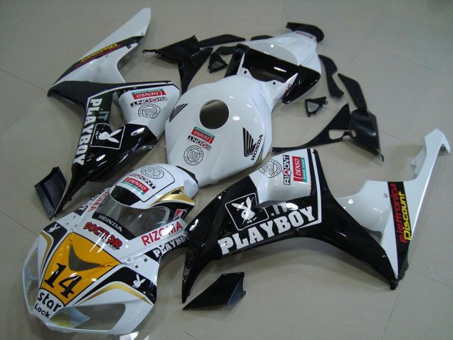 Carenagens Moto Honda CBR1000RR 2006-2007 - Branco Amarelo Preto Brilhante Denso Playboy 14