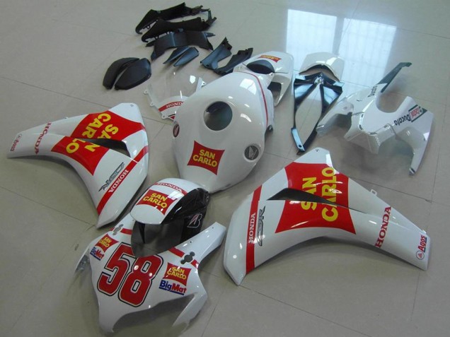 Carenagens Moto Honda CBR1000RR 2008-2011 - Branco Vermelho Amarelo San Carlo 58