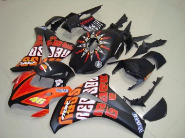Carenagens Moto Honda CBR1000RR 2008-2011 - Preto Fosco Laranja Rossi Repsol 46