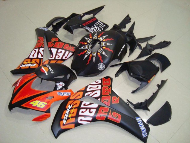 Carenagens Moto Honda CBR1000RR 2008-2011 - Preto Fosco Laranja Rossi Repsol 46