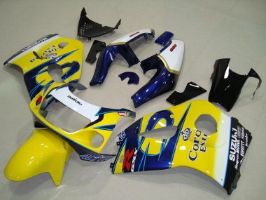 Carenagens Moto Suzuki GSXR 600 1996-2000 - Branco Amarelo Azul Corona