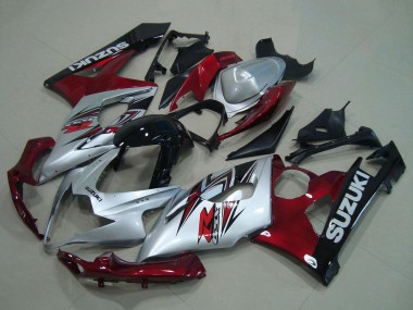 Carenagem Moto Suzuki GSXR 1000 2005-2006 - Prata Vermelho Preto