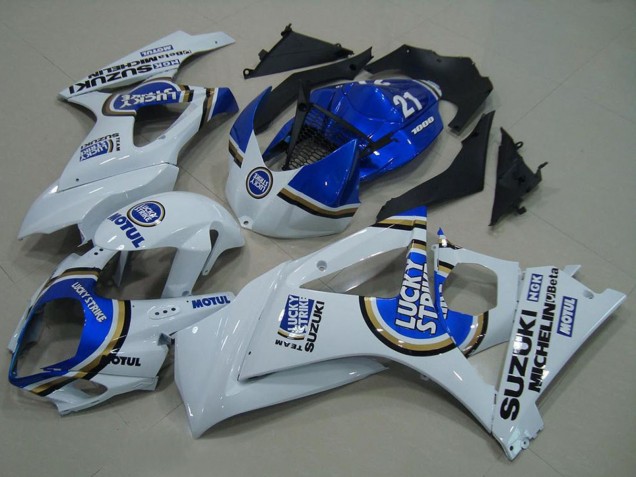 Carenagens Moto Suzuki GSXR 1000 2007-2008 - Branco Azul Lucky Strike
