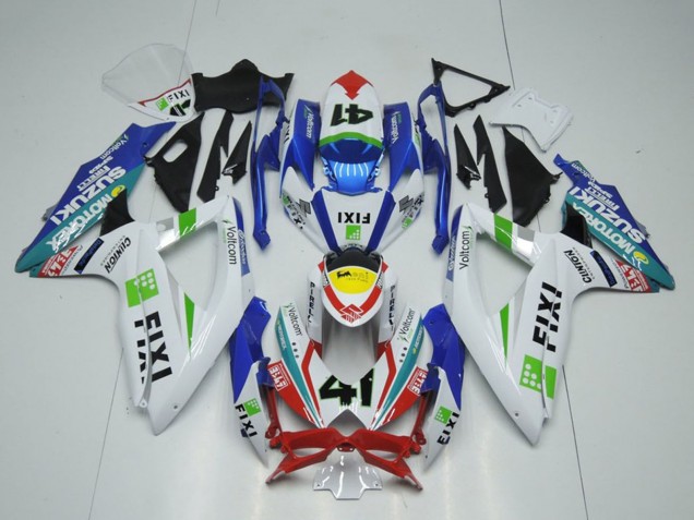 Carenagens Moto Suzuki GSXR 1000 2009-2016 - Branco Azul Vermelho Amarelo Verde Fixi 41