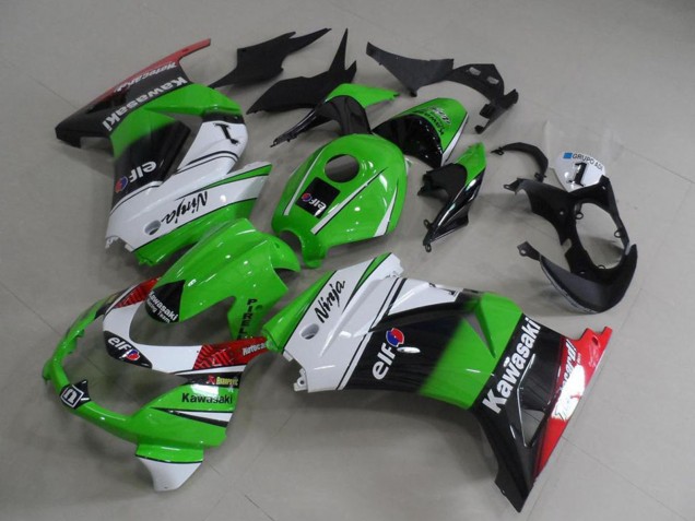 Carenagens Moto Kawasaki ZX250R 2008-2012 - Branco Verde Preto Vermelho Elf