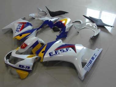 Carenagens Moto Kawasaki ZX250R 2008-2012 - Branco Amarelo Azul Vermelho EFSF RX-78