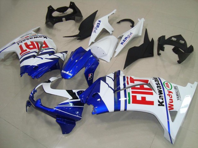 Carenagens Moto Kawasaki ZX250R 2008-2012 - Branco Azul Vermelho Fiat