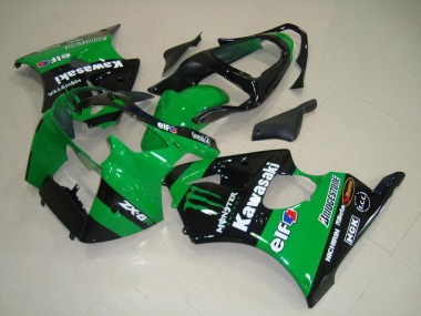 Carenagens Moto Kawasaki ZX6R 2000-2002 - Verde Preto Brilhante Monstro