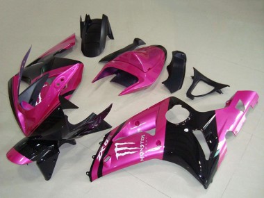 Carenagens Moto Kawasaki ZX6R 2003-2004 - Rosa Preto Branco Monstro