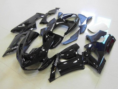 Carenagens Moto Kawasaki ZX6R 2005-2006 - Preto Brilhante Prata Decalques