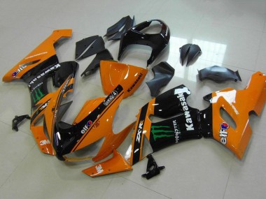 Carenagens Moto Kawasaki ZX6R 2005-2006 - Laranja Preto Verde Monstro