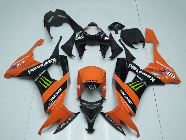 Carenagens Moto Kawasaki ZX10R 2008-2010 - Laranja Preto Verde Monstro