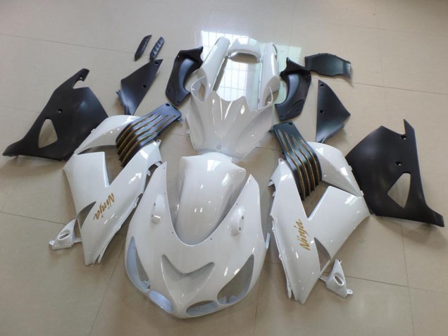 Carenagens Moto Kawasaki ZX14R ZZR1400 2006-2011 - Branco Preto Fosco Ouro Ninja