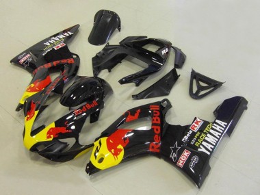 Carenagens Moto Yamaha YZF R1 2000-2001 - Preto Brilhante Amarelo Red Bull