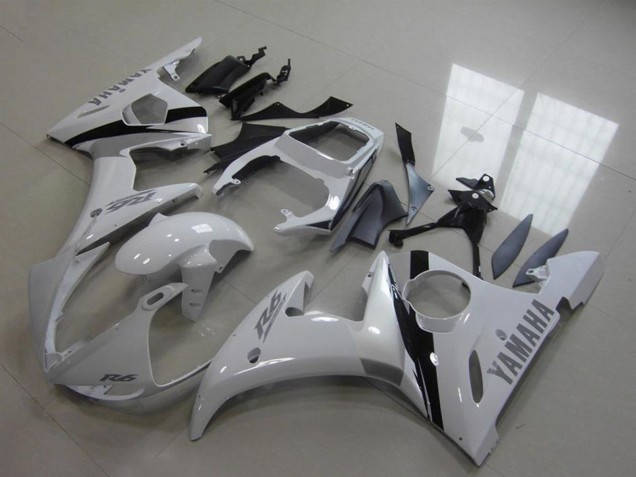 Kits Carenagem Moto Yamaha YZF R6 2003-2004 - Branco Preto Brilhante