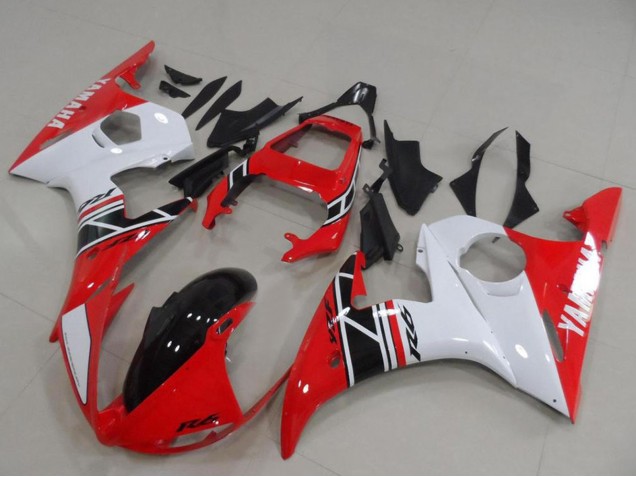 Kits Carenagem Moto Yamaha YZF R6 2003-2004 - Branco Vermelho Preto Brilhante