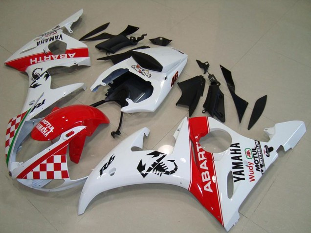 Carenagens Moto Yamaha YZF R6 2003-2004 - Branco Vermelho Abarth Motul
