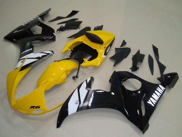 Carenagens Moto Yamaha YZF R6 2003-2004 - Amarelo Branco Preto Brilhante