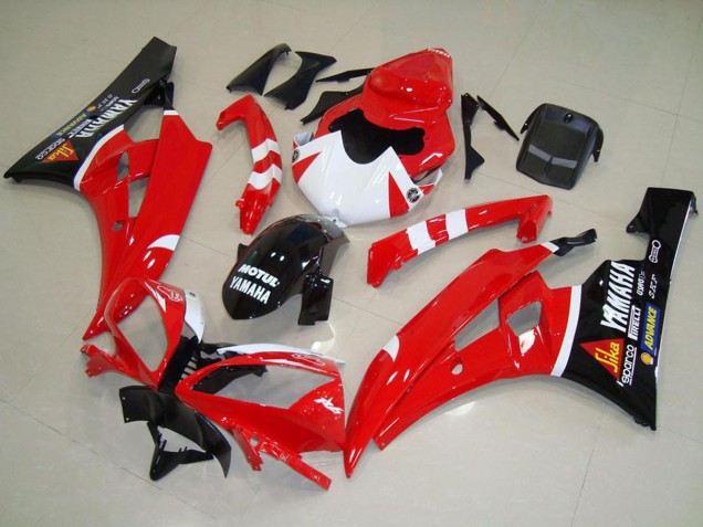 Carenagens Moto Yamaha YZF R6 2006-2007 - Vermelho Branco Preto Brilhante Motul
