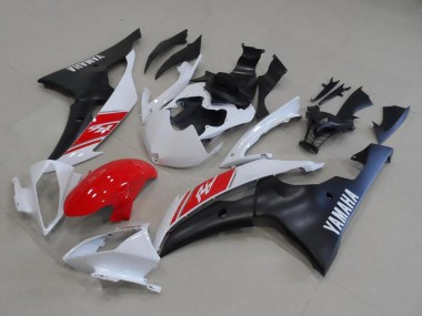 Kits Carenagem Moto Yamaha YZF R6 2008-2016 - Branco Vermelho Preto Fosco
