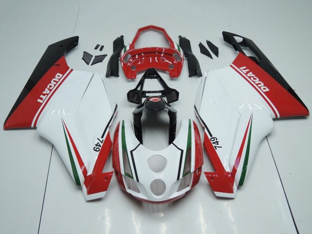 Carenagens Moto Ducati 749 2003-2004 - Branco Vermelho Verde Preto Brilhante