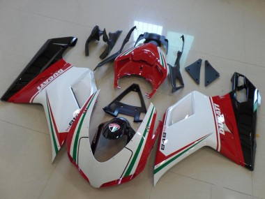 Carenagem Moto Ducati 848 2007-2014 - Branco Vermelho Verde Preto Brilhante