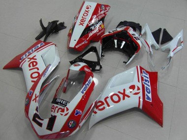 Carenagens Moto Ducati 848 1098 1198 2007-2014 - Branco Vermelho Preto Brilhante Valsir Xerox OEM Estilo 21