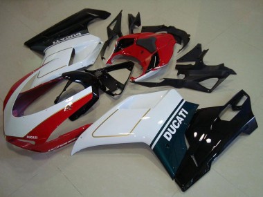 Carenagem Moto Ducati 1098 2007-2014 - Branco Vermelho Preto Brilhante