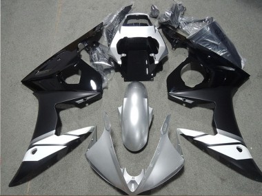 Carenagens Moto Yamaha YZF R6 2003-2004 - Branco Prata Preto Brilhante Preto Fosco