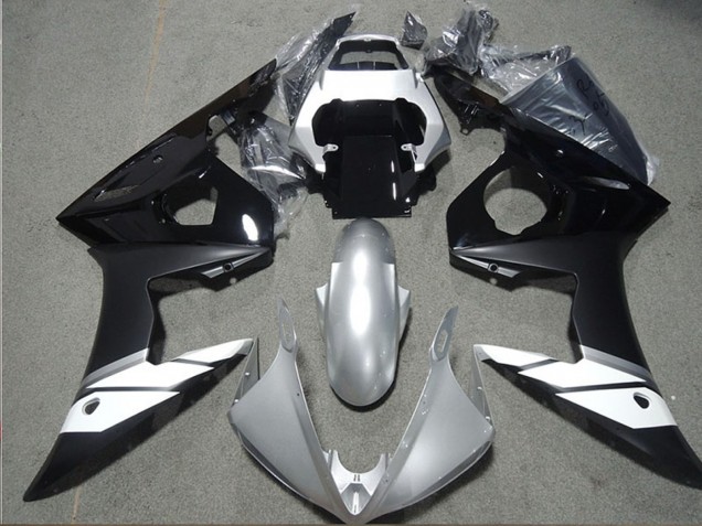 Carenagens Moto Yamaha YZF R6 2003-2004 - Branco Prata Preto Brilhante Preto Fosco