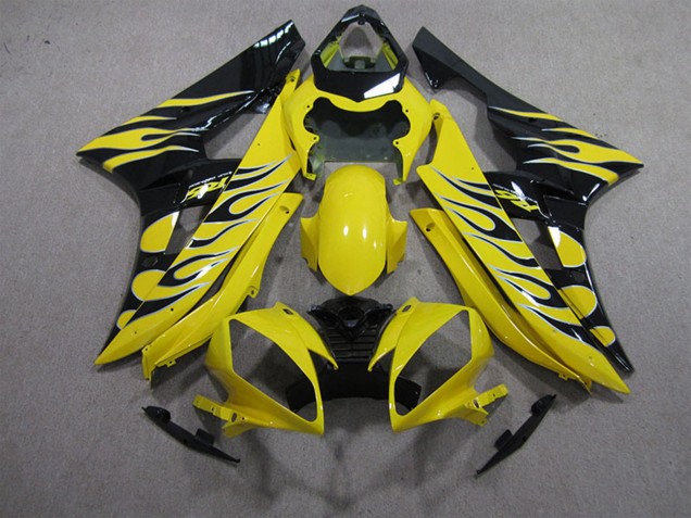 Carenagens Moto Yamaha YZF R6 2006-2007 - Amarelo Preto Chama