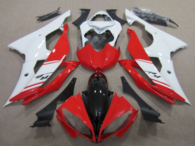 Kits Carenagens Moto Yamaha YZF R6 2008-2016 - Branco Vermelho Preto Brilhante