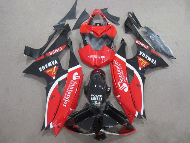 Carenagens Moto Yamaha YZF R6 2008-2016 - Vermelho Branco Preto Brilhante Volvo Santander Fimer