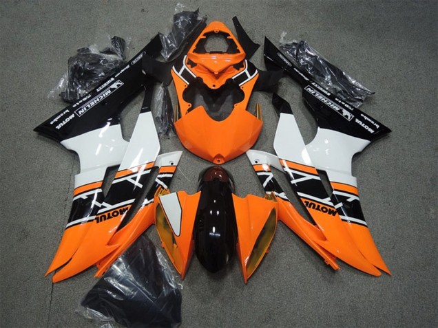 Carenagens Moto Yamaha YZF R6 2008-2016 - Laranja Branco Preto Brilhante Motul